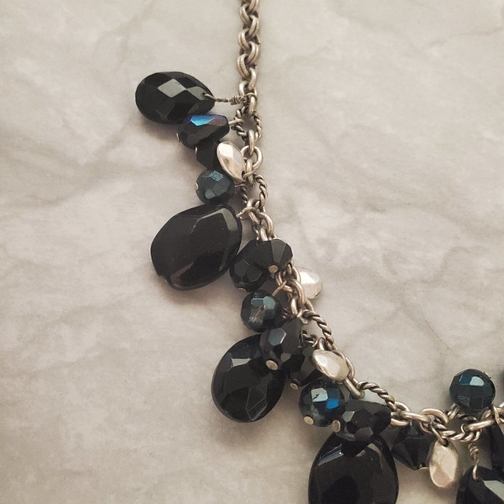 ✨ Coldwater Creek Black AB Aurora Borealis Beaded Stone Necklace ✨ - Picture 6 of 8
